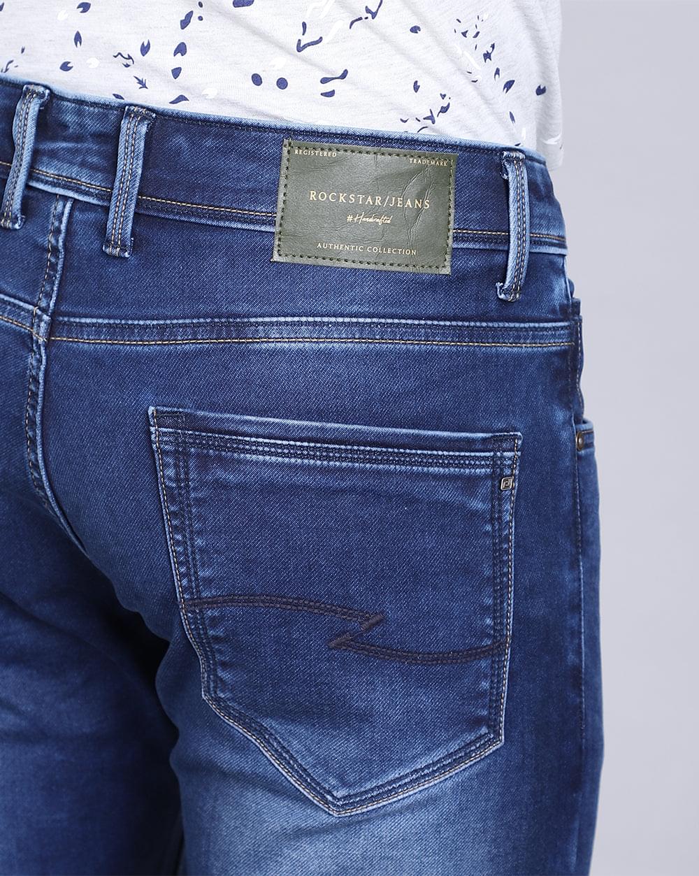 Ankle Fit Mid Blue Jeans for Men 