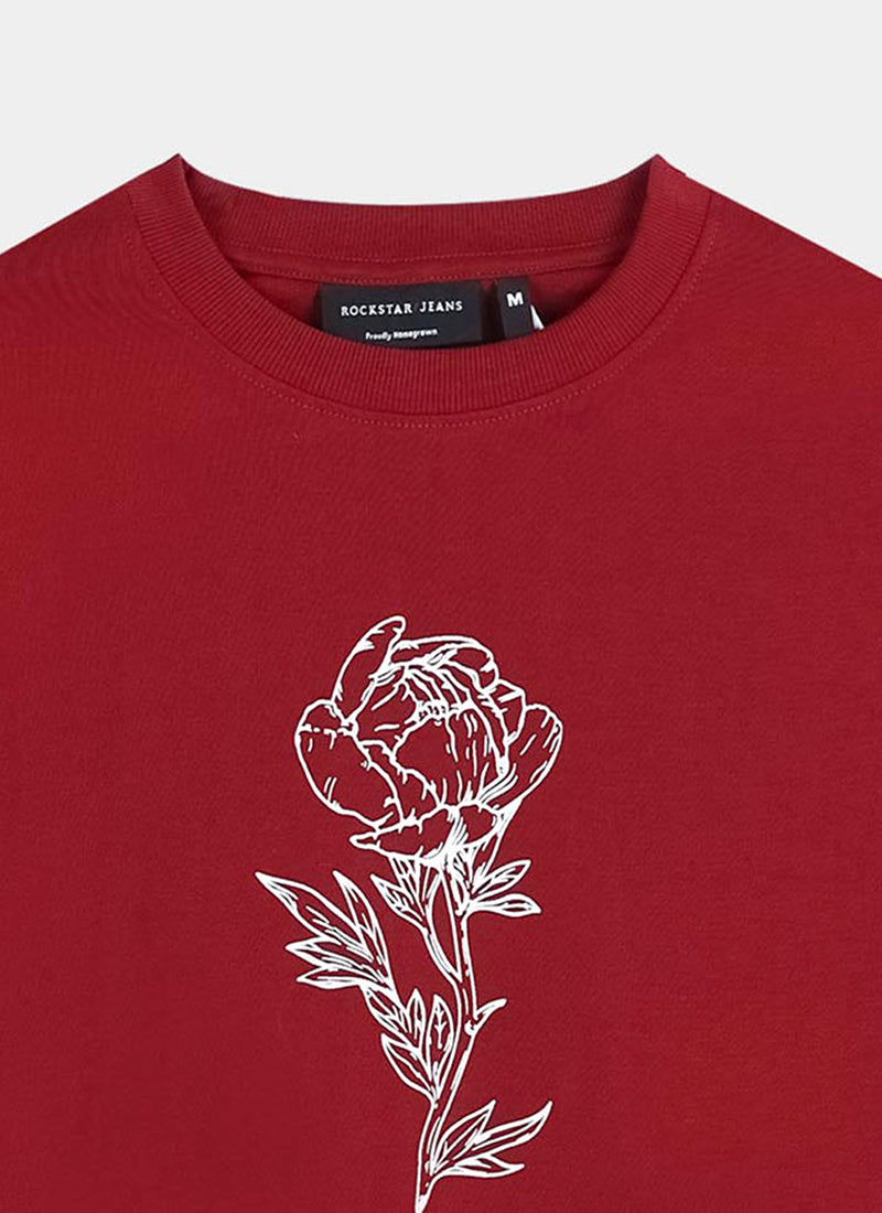 REIMAGINE Oversized Cotton Printed T-Shirt Cardinal Red - Details Image 