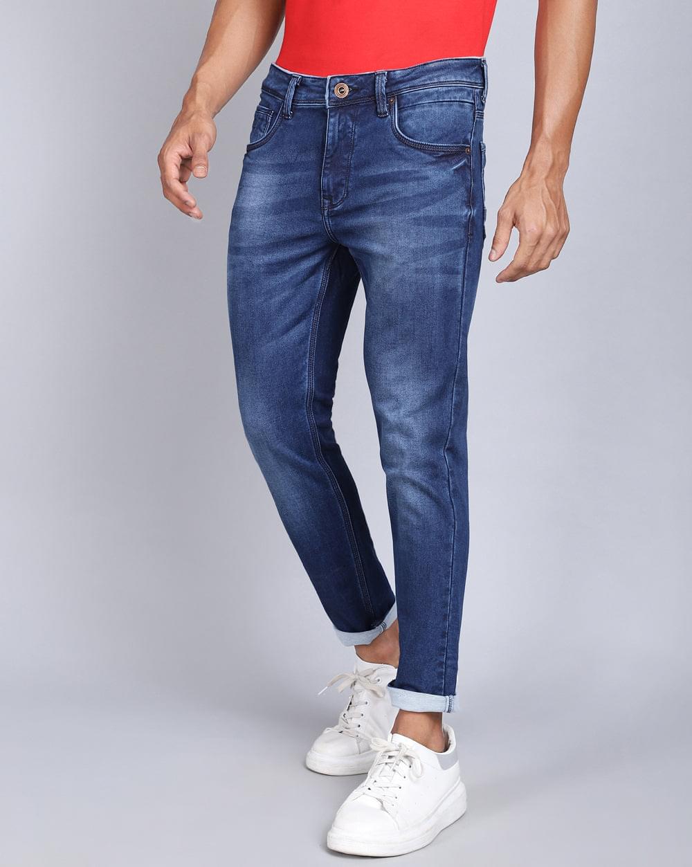 Ankle Fit Popular Mid Blue Jeans for Men 