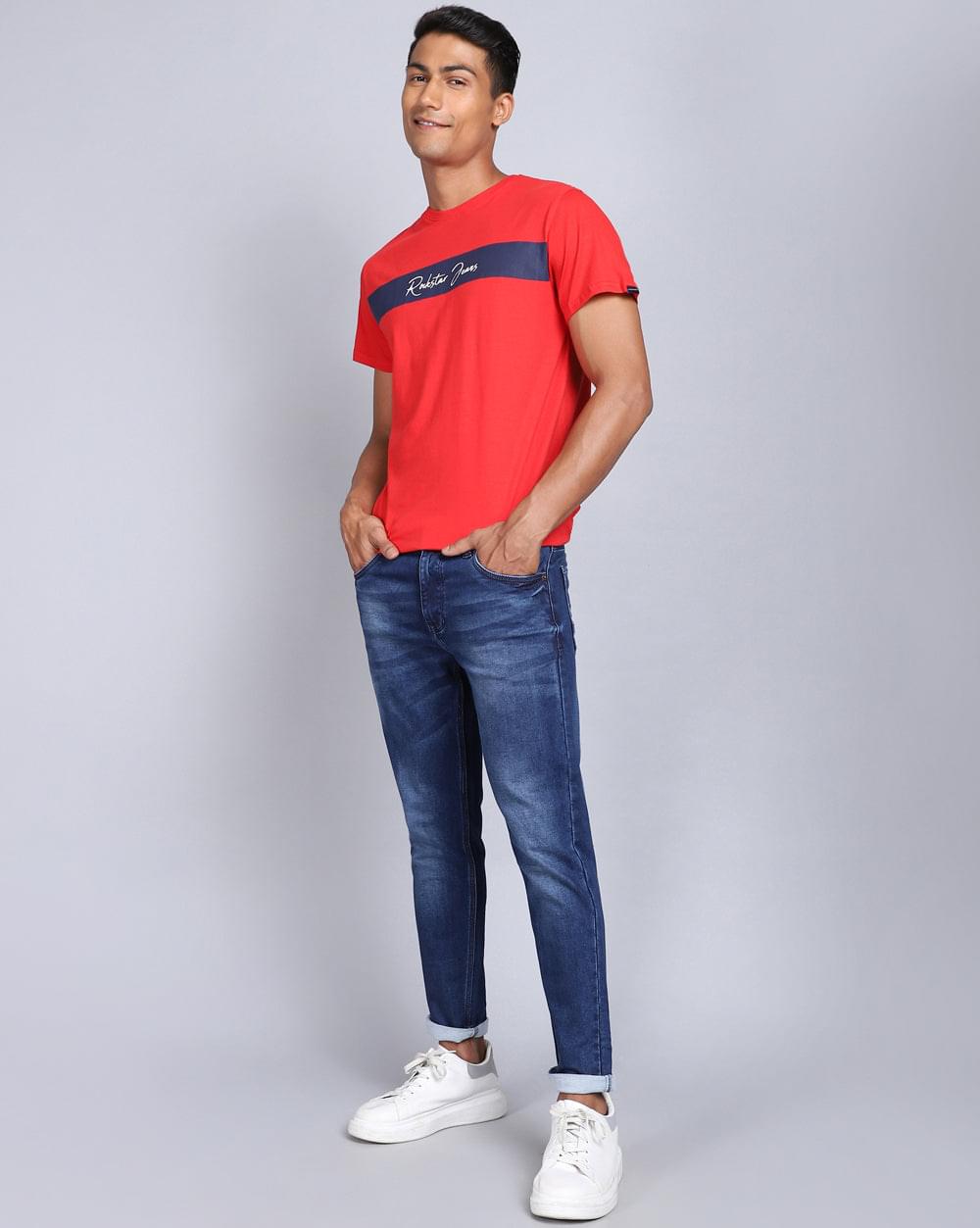 Ankle Fit Popular Mid Blue Jeans for Men 