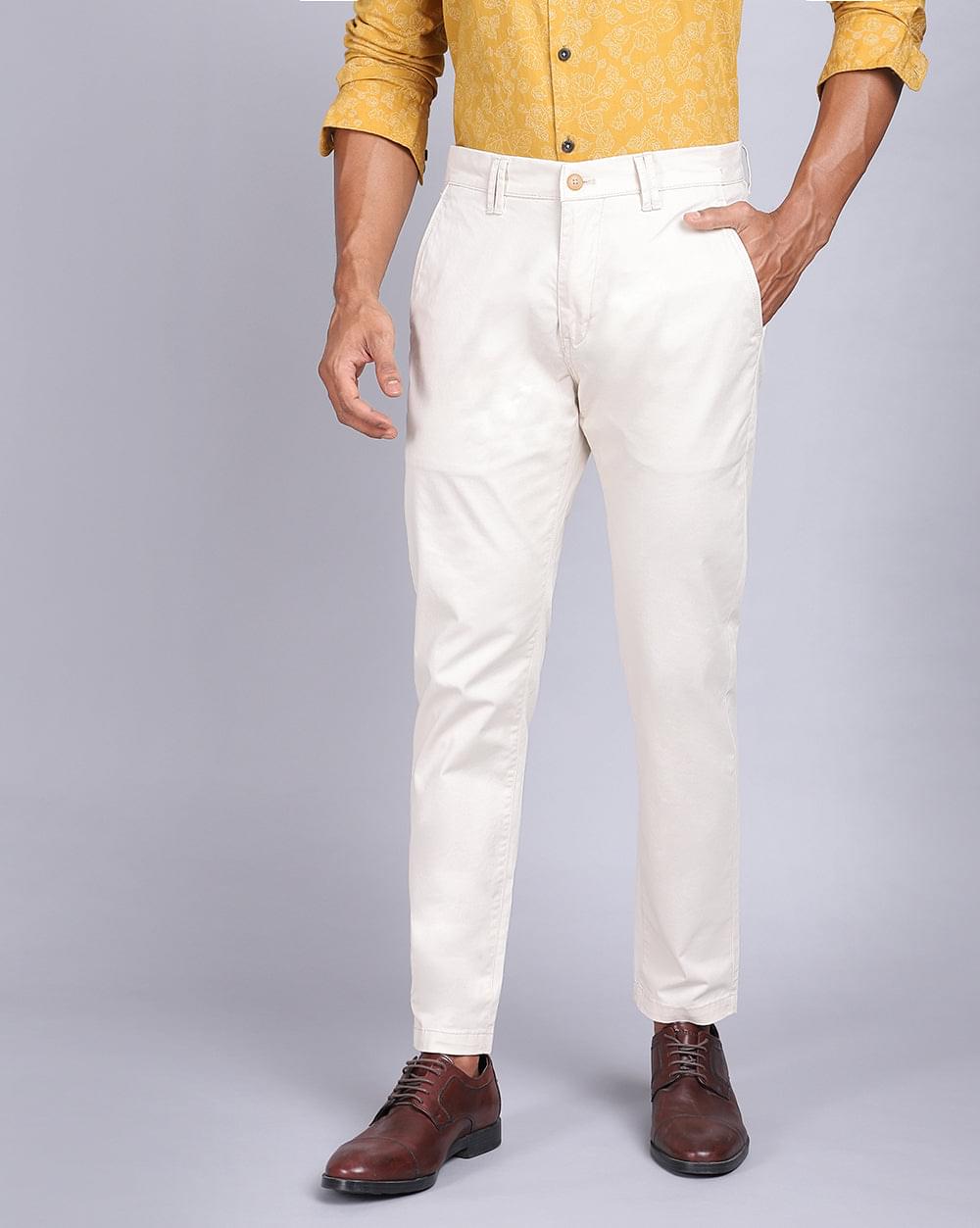 Ankle Fit Cream Trouser for Men 