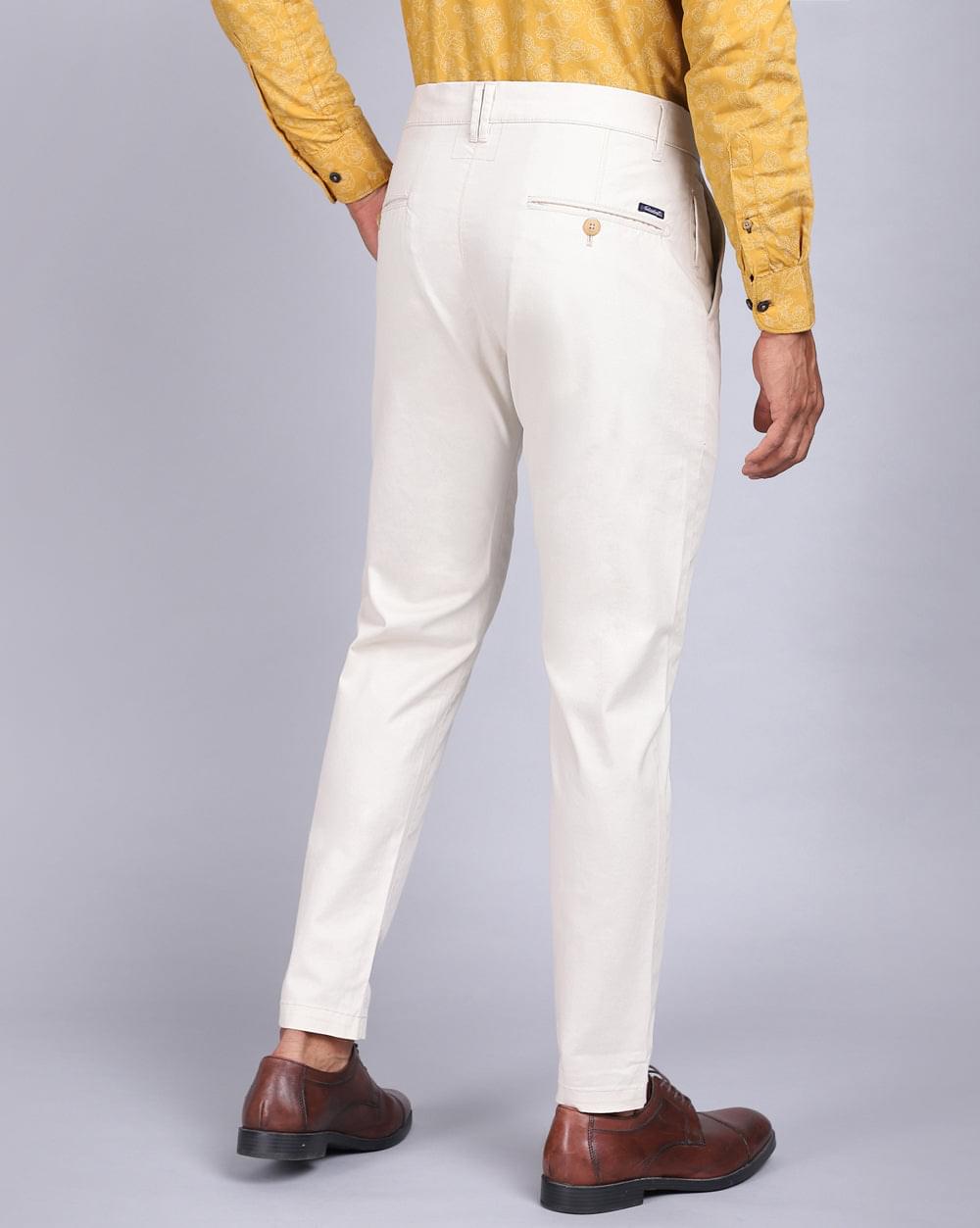 Ankle Fit Cream Trouser for Men 