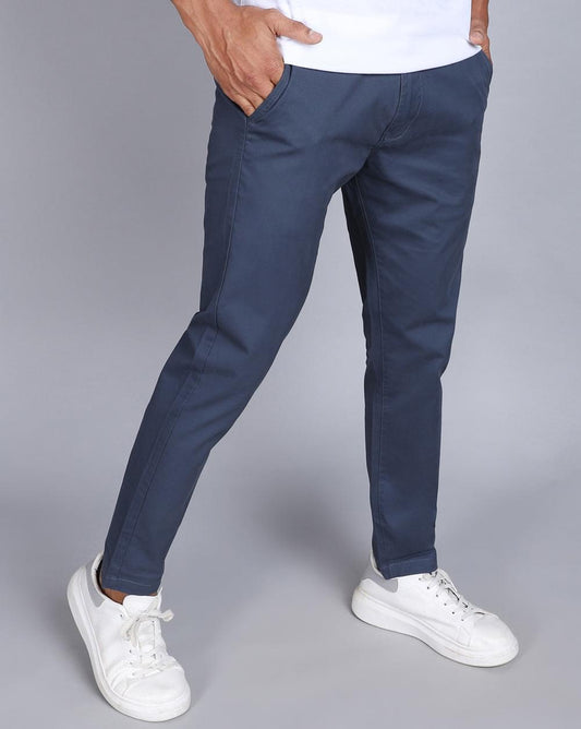 Blue Ankle Fit Trouser For Men