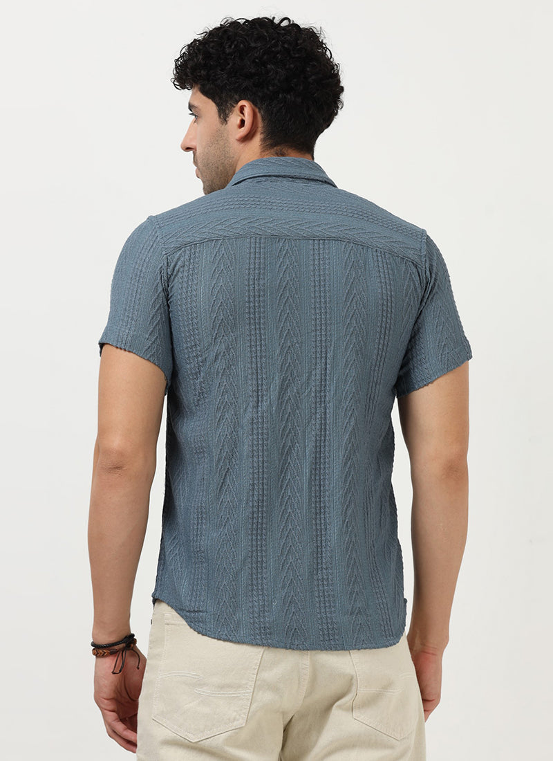 Regular_Fit_Knitted_Shirt_Slate_Blue Back View