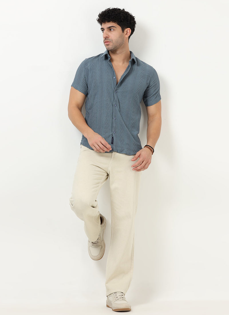 Regular_Fit_Knitted_Shirt_Slate_Blue  Model View