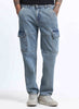 NOMAD Relaxed Fit 6 Pocket Cargo Denim Jeans Light Wash Blue