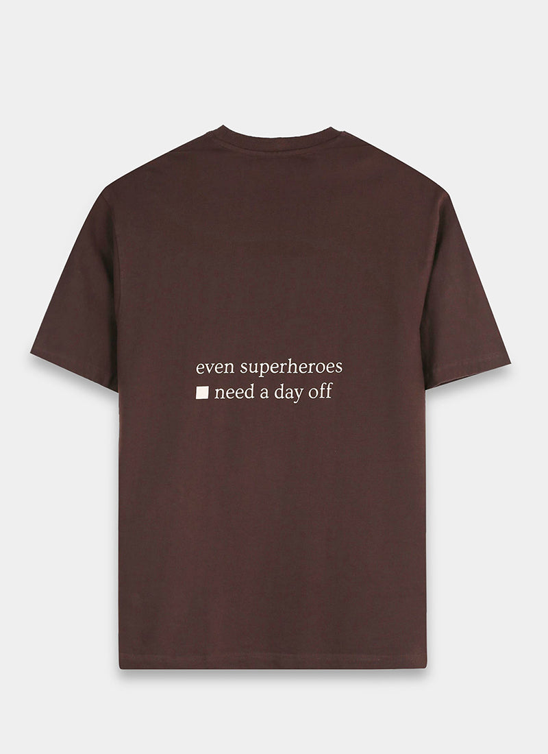 SELF CARE Oversized Cotton Printed T-Shirt Espresso Brown - Back Prints Images