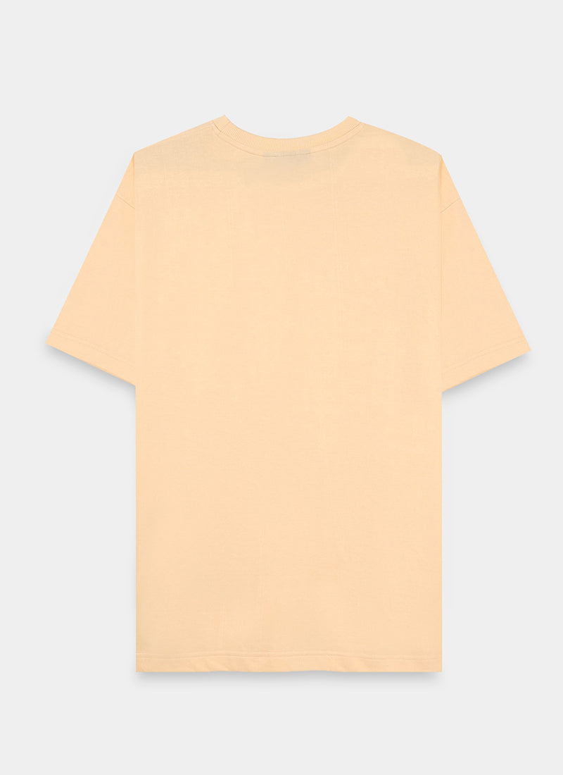 SIGNATURE Oversized Solid Cotton T-Shirt Apricot Peach - Flatlay Back View