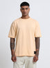 SIGNATURE Oversized Solid Cotton T-Shirt Apricot Peach