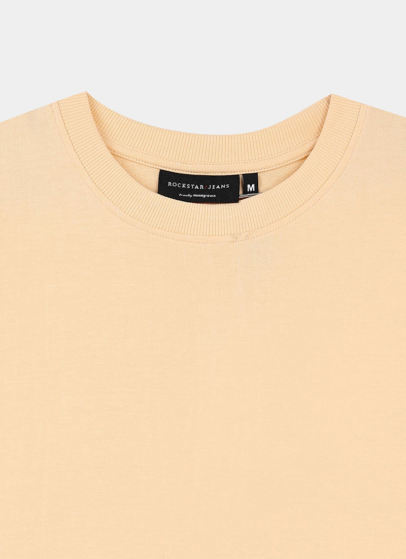 SIGNATURE Oversized Solid Cotton T-Shirt Apricot Peach - detail view
