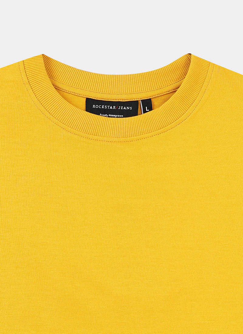 SIGNATURE Oversized Solid Cotton T-Shirt Bright Yellow - Details Image
