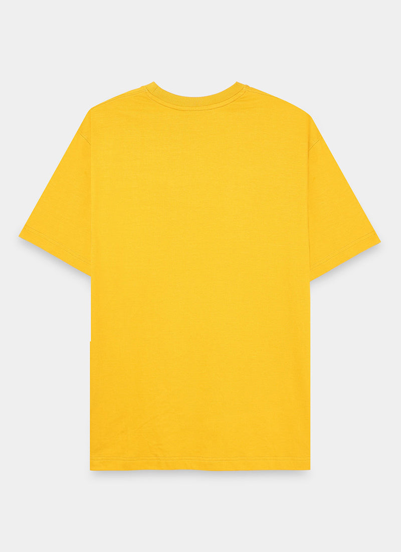 SIGNATURE Oversized Solid Cotton T-Shirt Bright Yellow - Flatlay Back View