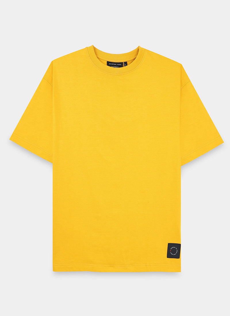 SIGNATURE Oversized Solid Cotton T-Shirt Bright Yellow - Flatlay Front View
