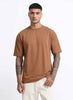 SIGNATURE Oversized Solid Cotton T-Shirt Caramel Brown