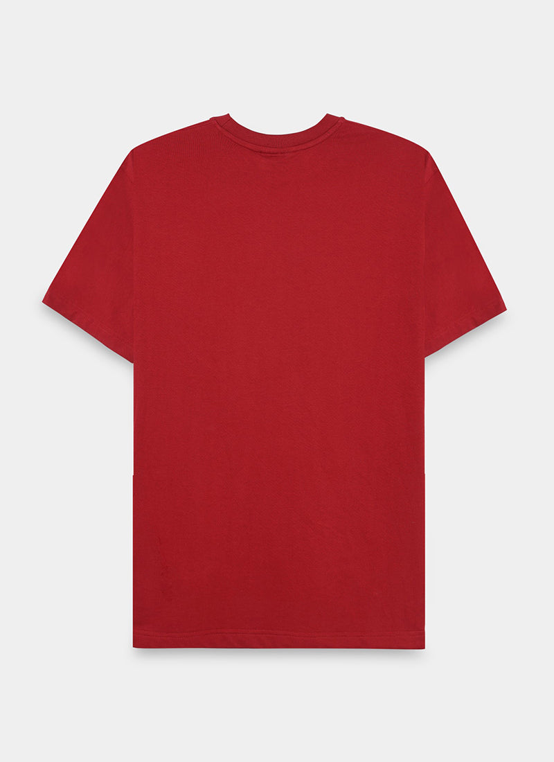 SIGNATURE Oversized Solid Cotton T-Shirt Crimson Red - Flatlay Back View