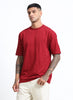 SIGNATURE Oversized Solid Cotton T-Shirt Crimson Red
