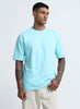 SIGNATURE Oversized Solid Cotton T-Shirt Crystal Blue