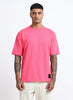SIGNATURE Oversized Solid Cotton T-Shirt Flamingo Pink