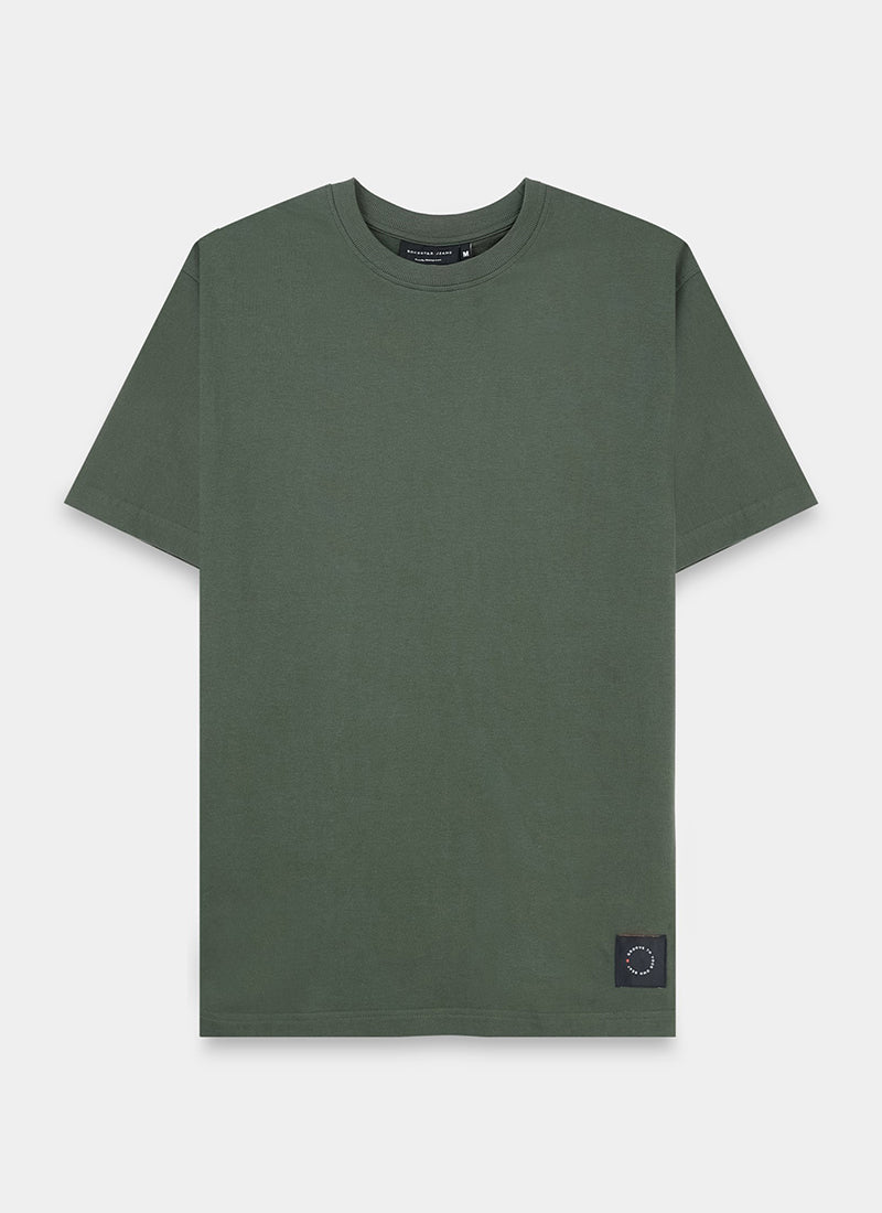 SIGNATURE Oversized Solid Cotton T-Shirt Forest Green - Flatlay Front View
