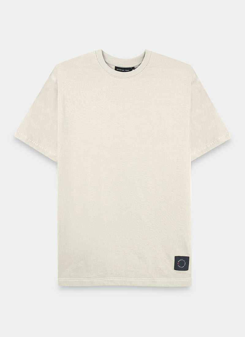 SIGNATURE Oversized Solid Cotton T-Shirt Light Grey - Flatlay Front View