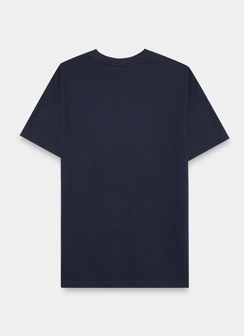 SIGNATURE Oversized Solid Cotton T-Shirt Navy Blue - Flatlay Back View