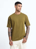 SIGNATURE Oversized Solid Cotton T-Shirt Olive Moss