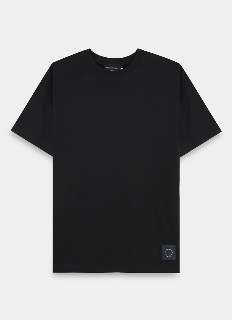 SIGNATURE Oversized Solid Cotton T-Shirt Onyx Black - Flatlay Front View