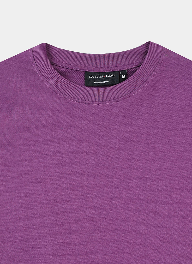 SIGNATURE Oversized Solid Cotton T-Shirt Royal Orchid - Details View