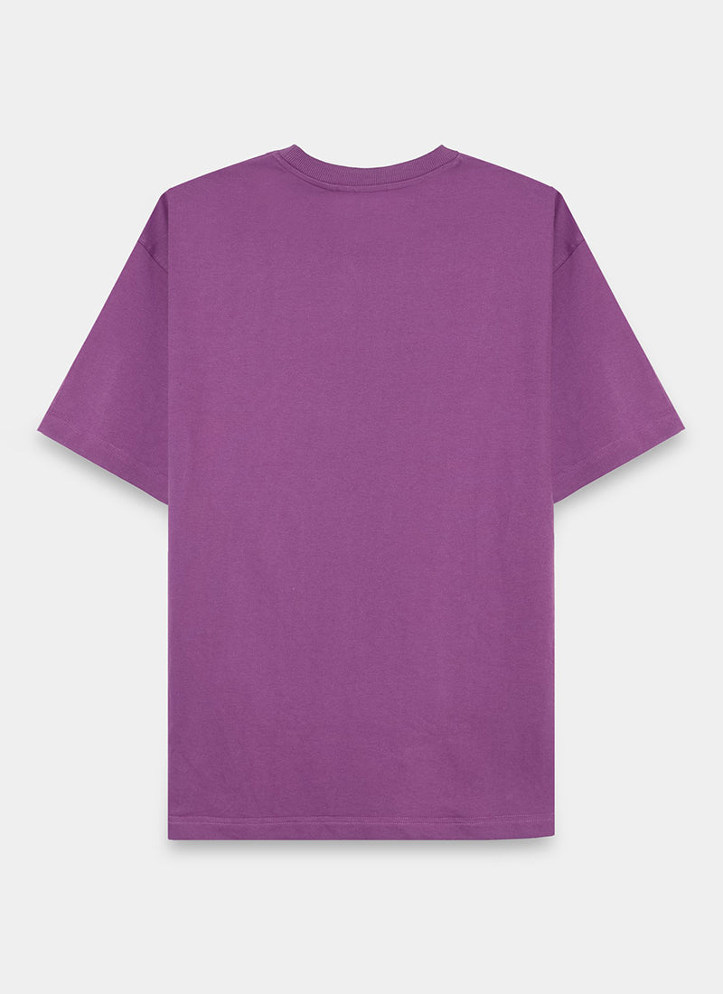SIGNATURE Oversized Solid Cotton T-Shirt Royal Orchid -Flatlay Back View