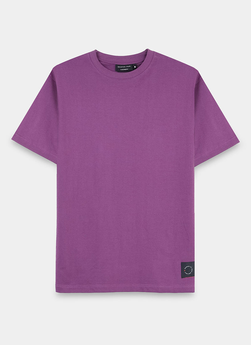 SIGNATURE Oversized Solid Cotton T-Shirt Royal Orchid - Flatlay Front View
