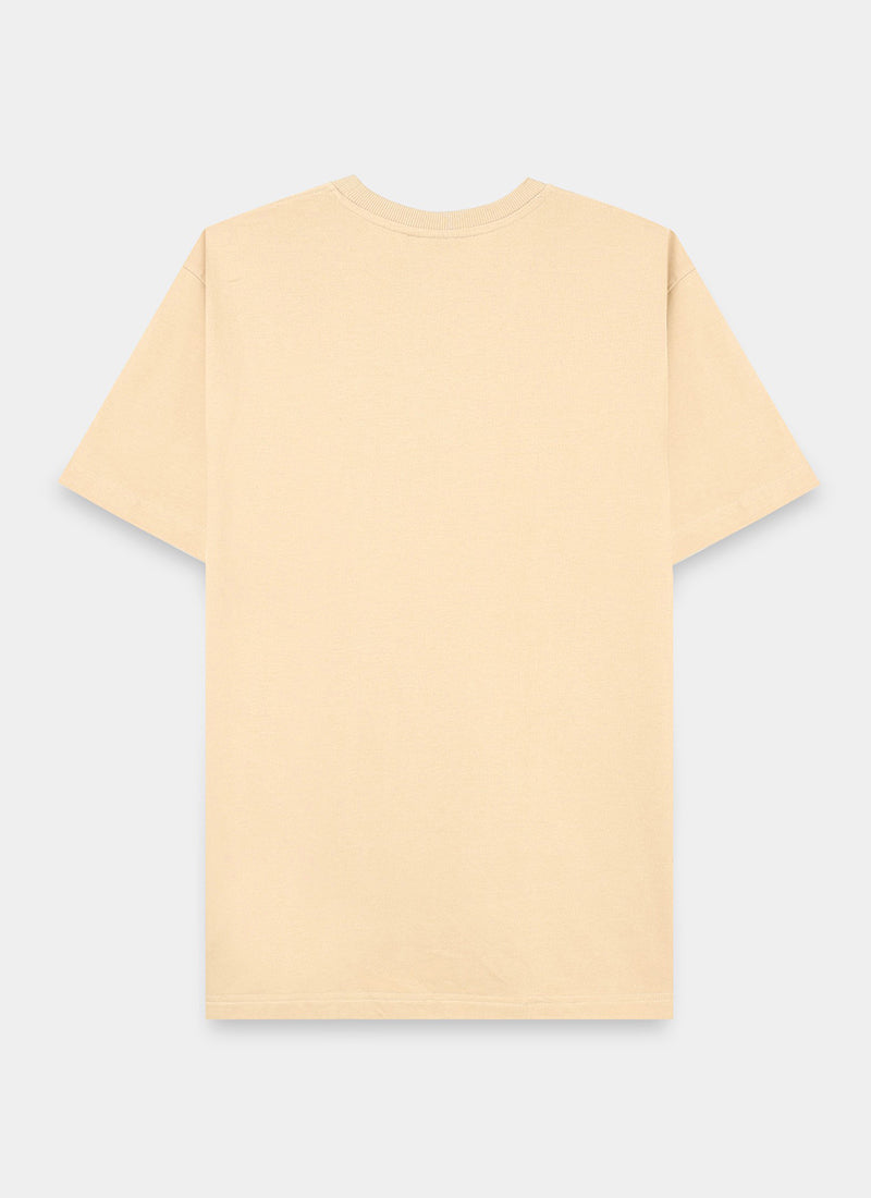 SIGNATURE Oversized Solid Cotton T-Shirt Sand Beige - Flatlay Back View