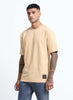 SIGNATURE Oversized Solid Cotton T-Shirt Sand Beige