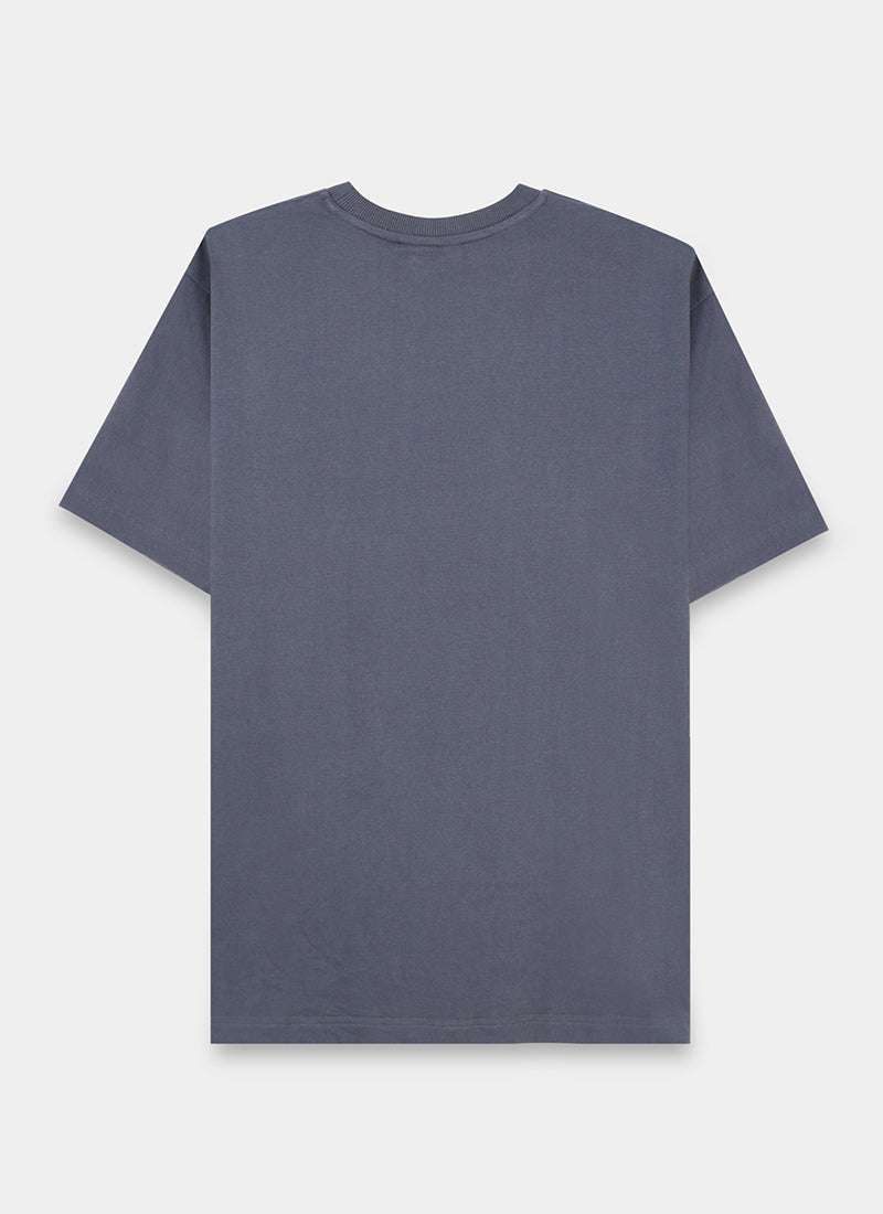 SIGNATURE Oversized Solid Cotton T-Shirt Slate Grey - Flat Lay Back View