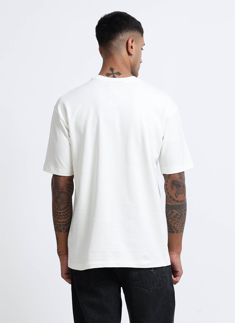 SIGNATURE Oversized Solid Cotton T-Shirt White - Back View