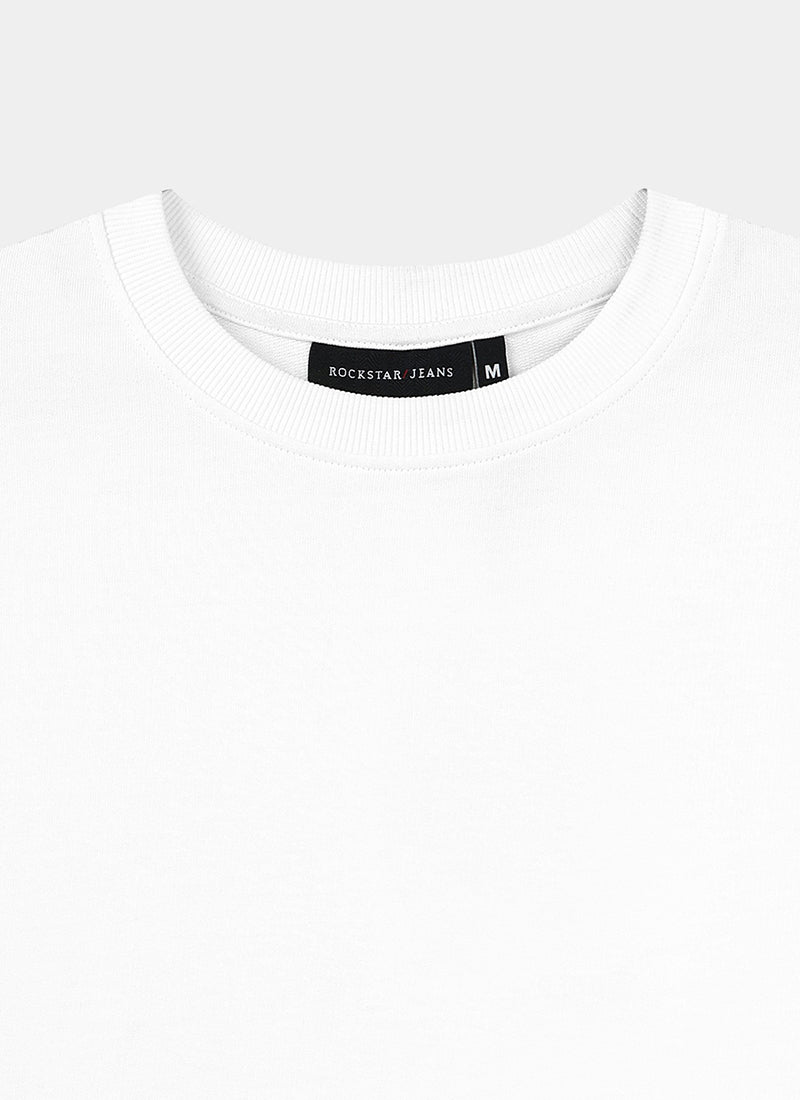 SIGNATURE Oversized Solid Cotton T-Shirt White - Details View