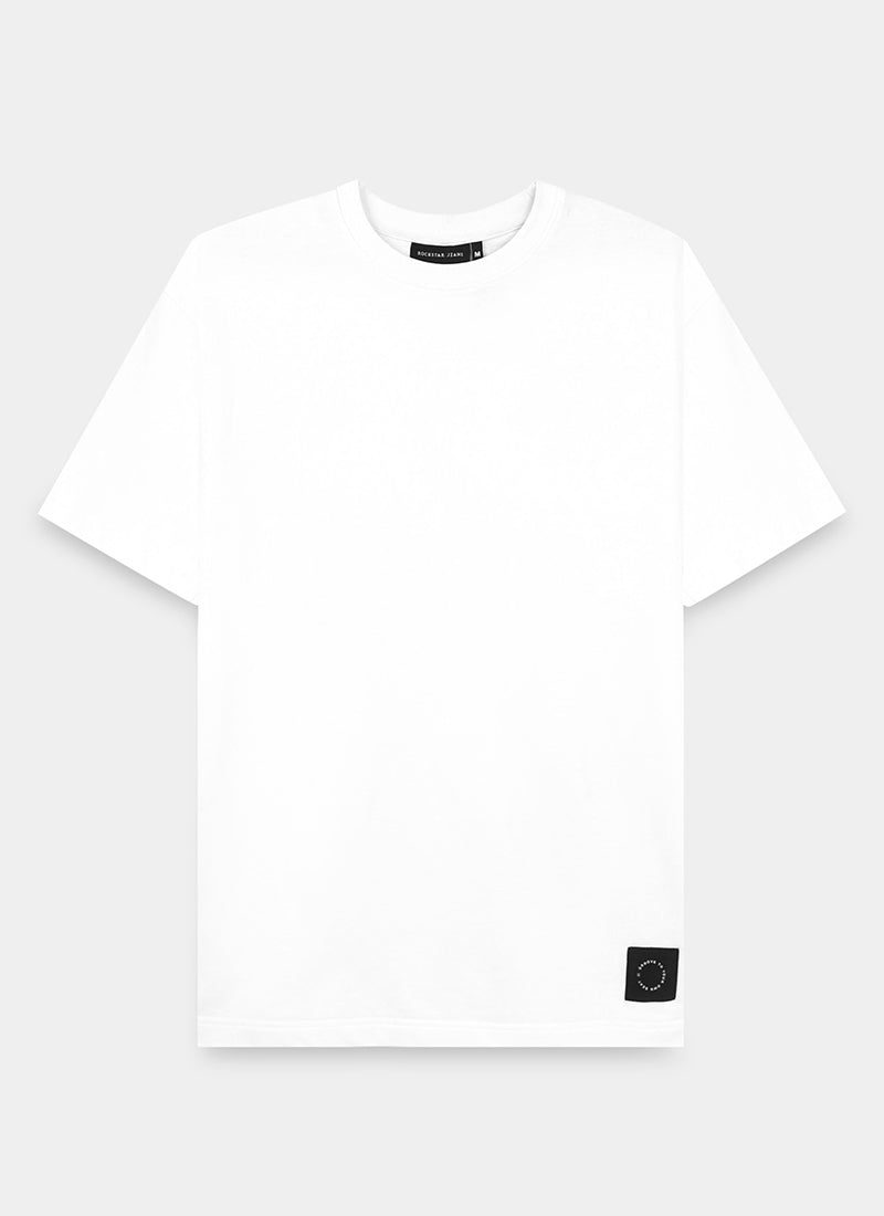 SIGNATURE Oversized Solid Cotton T-Shirt White - Flatlay Front Image