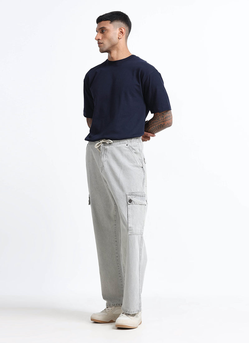 light grey denim cargo jeans