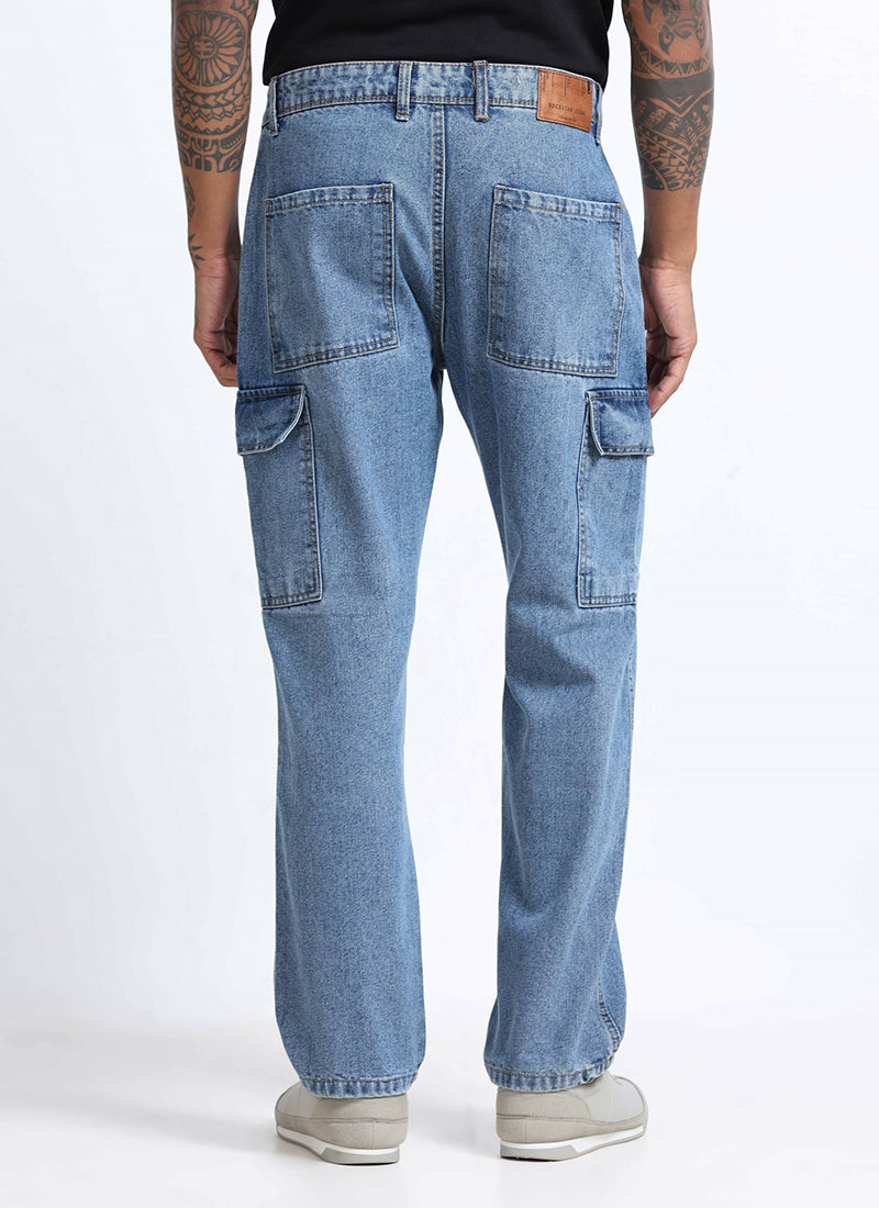 denim cargo jeans for men