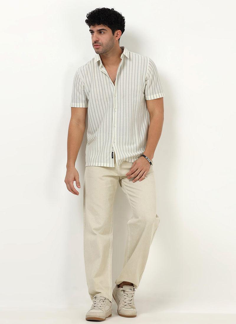 off white celadon casual shirt for men