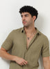 VERTIX Striped Textured Shirt Sage Khaki