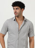 VERTIX Striped Textured Shirt Silver Grey