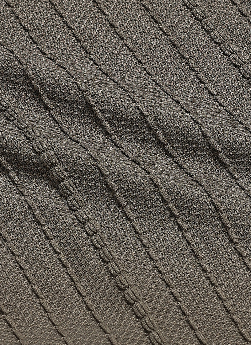 VERTIX Striped Textured Shirt Taupe Olive-Fabric Detail View