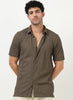 VERTIX Striped Textured Shirt Taupe Olive