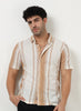 VOLT Jacquard Striped Knit Shirt Off White Beige