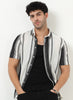 VOLT Jacquard Striped Knitted Shirt Off White Black