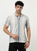 VOLT Jacquard Striped Knitted Shirt Off White Grey