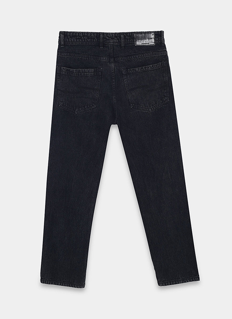 washed black denim jeans
