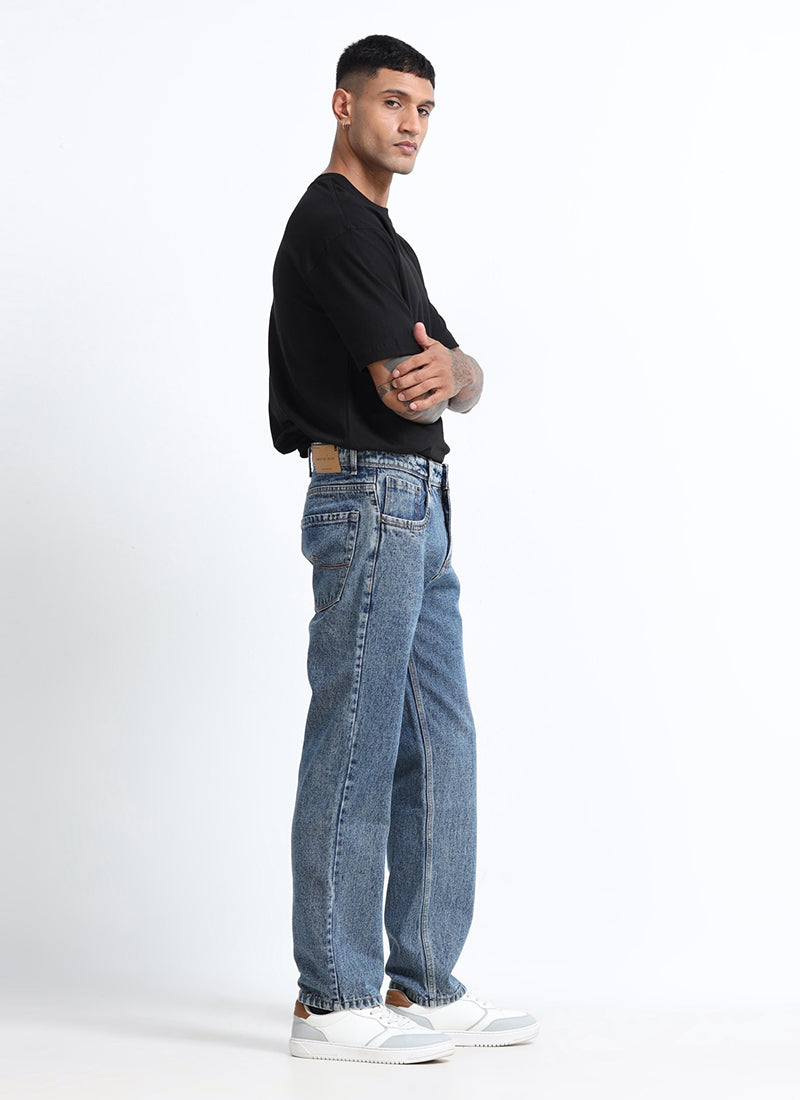 vintage blue straight fit jeans