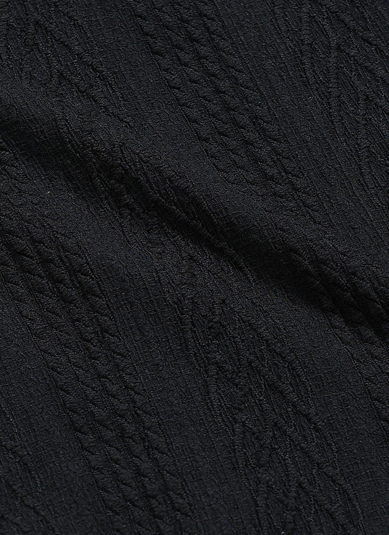 WAVE - Regular Fit Knitted Shirt Black - Fabric Details View