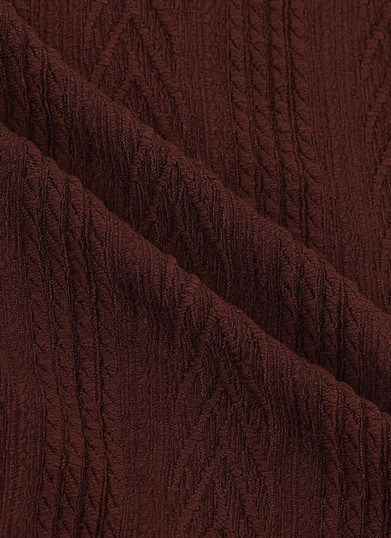 WAVE_Regular_Fit_Knitted_Shirt_Rust_Brown__Fabric Detail View